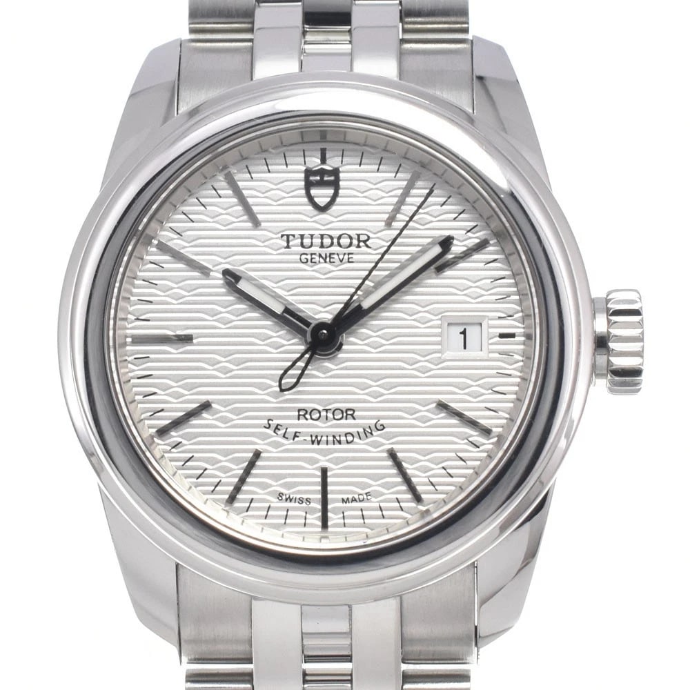 TUDOR GRAMMAR DATE AUTOMATIC LADIES WATCH: TUDOR Grammar Date Automatic Ladies Watch Brand: TUDOR Type/Style: Wristwatch Material: Band Material Stainless Steel, Case Material Stainless Steel Color: Band Color Silver, Dial Color Silver, Case