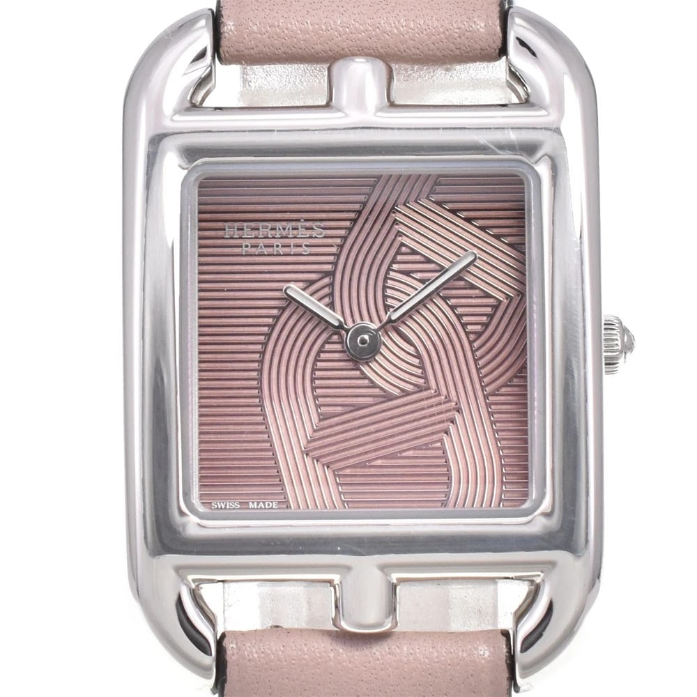 HERMES CAPE COD PINK DIAL LADIES WATCH: HERMES Cape Cod pink Dial Ladies Watch Brand: HERMES Type/Style: Wristwatch Material: Band Material leather, Case Material Stainless Steel Color: Band Color pink, Dial Color pink, Case Color Silver