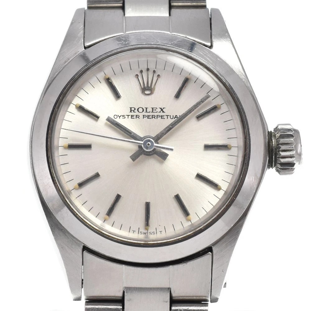 ROLEX OYSTER PERPETUAL AUTOMATIC LADIES WATCH: ROLEX Oyster perpetual Automatic Ladies Watch Brand: ROLEX Type/Style: Wristwatch Material: Band Material Stainless Steel, Case Material Stainless Steel Color: Band Color Silver, Dial Color Silver, Ca