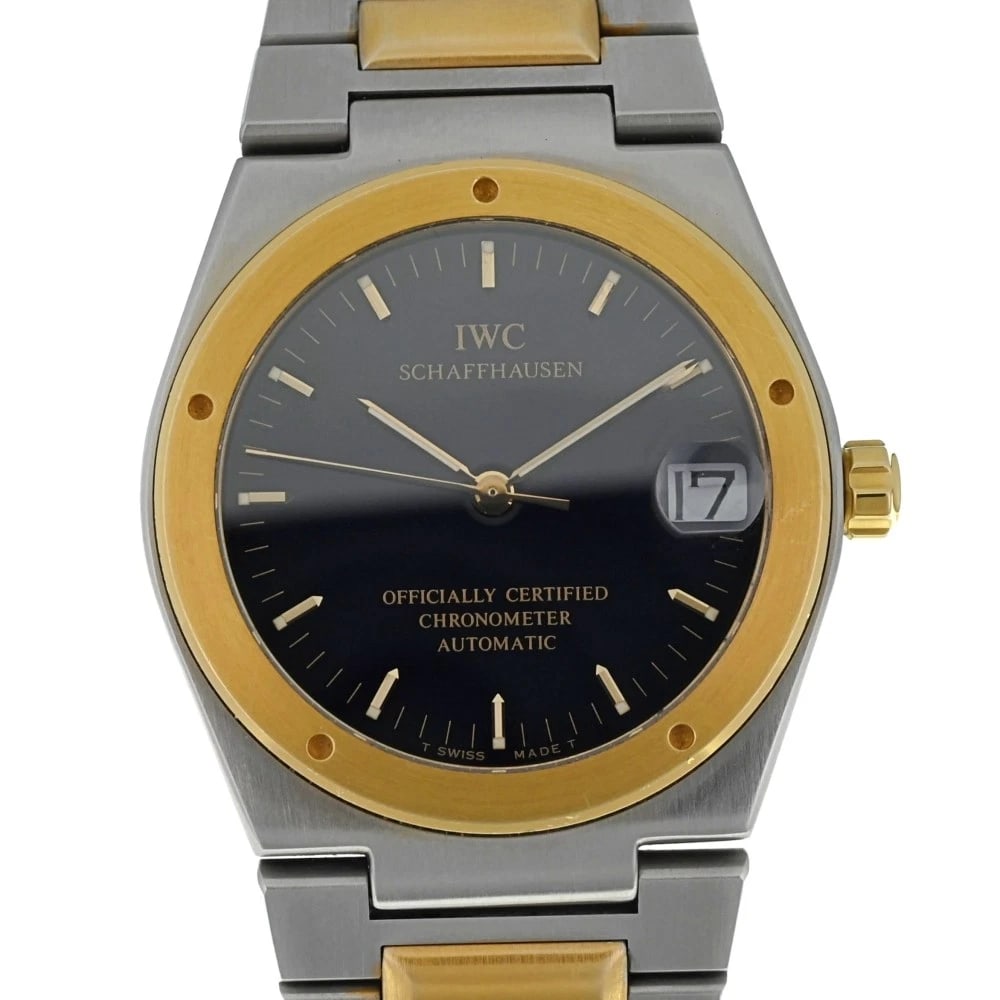 IWC SCHAFFHAUSEN YG BEZEL AUTOMATIC MEN'S WATCH: IWC SCHAFFHAUSEN YG bezel Automatic Men's Watch Brand: IWC SCHAFFHAUSEN Type/Style: Wristwatch Material: Band Material Stainless Steel/Gold Plated, Case Material Stainless Steel/YG Color: Band Color G