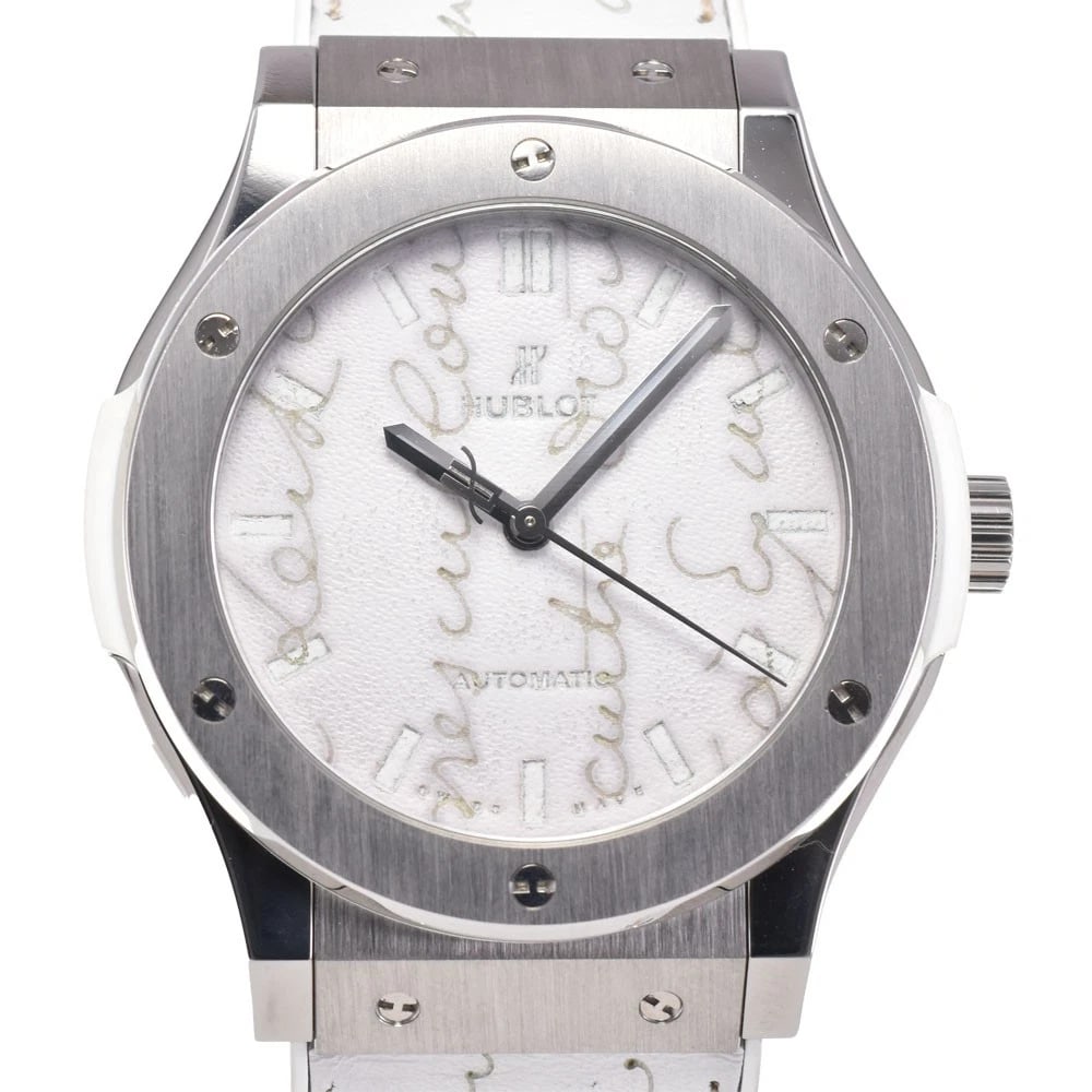 HUBLOT CLASSIC FUSION AUTOMATIC MEN'S WATCH: HUBLOT Classic fusion Automatic Men's Watch Brand: HUBLOT Type/Style: Wristwatch Material: Band Material leather, Case Material titanium Color: Band Color white, Dial Color white, Case Color Silver