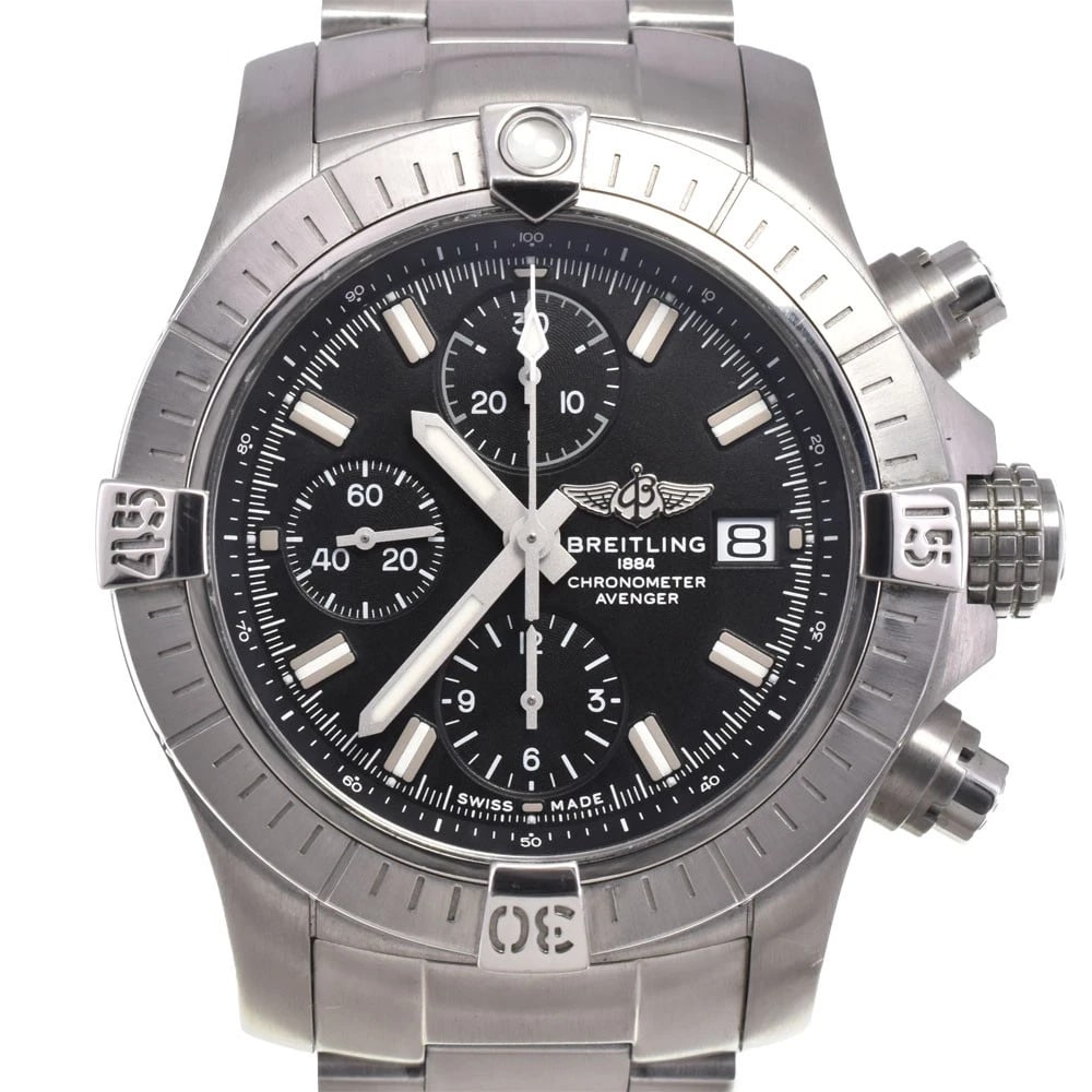 BREITLING SUPER AVENGER CHRONOGRAPH AUTOMATIC MEN'S WATCH: BREITLING Super avenger Chronograph Automatic Men's Watch Brand: BREITLING Type/Style: Wristwatch Material: Band Material Stainless Steel, Case Material Stainless Steel Color: Band Color Silver, Dial 