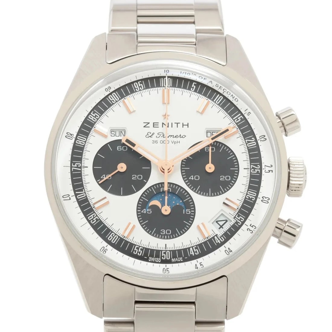 ZENITH CHRONOMASTER ORIGINAL TRIPLE CALENDAR SS WHITE DIAL, WATCH (1 of 4)