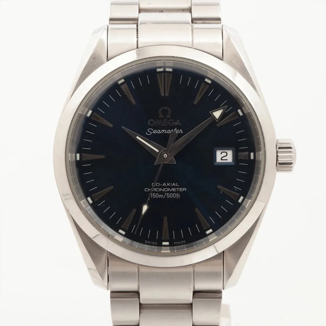 OMEGA SEAMASTER AQUA TERRA CO-AXIAL SS BLUE DIAL, WATCH: Omega Seamaster Aqua Terra Co-Axial SS blue dial, Watch Brand: Omega Type/Style: Wristwatch Material: SS Color: blue dial Size: Case:W1.2 x H1.2inch / W38 x H38 Circumference of Wrist:6.3inch / 16