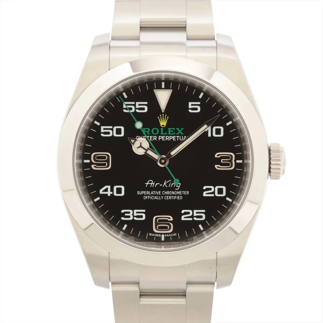ROLEX AIR-KING SS BLACK DIAL, WATCH: Rolex Air-King SS black dial Watch Brand: Rolex Type/Style: Wristwatch Material: SS Color: black dial Size: Case:W1.6 x H1.6inch / W40 x H40 Circumference of Wrist:7.1inch / 18 Accessories: None