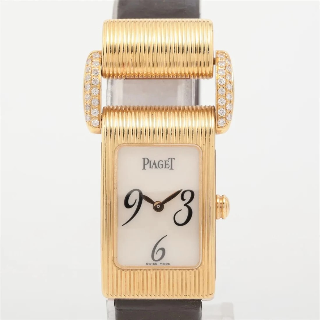 PIAGET MISS PROTOCOLE YG & LEATHER WHITE SHELL DIAL, WATCH (1 of 3)