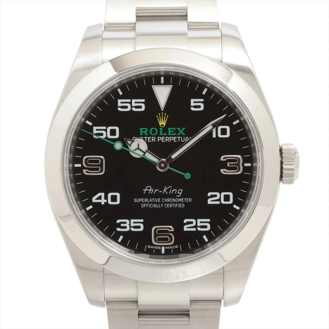 ROLEX AIR-KING SS BLACK DIAL, WATCH: Rolex Air-King SS black dial, Watch Brand: Rolex Type/Style: Wristwatch Material: SS Color: black dial Size: Case:W1.6 x H1.6inch / W40 x H40 Circumference of Wrist:7.5inch / 19 Accessories: None