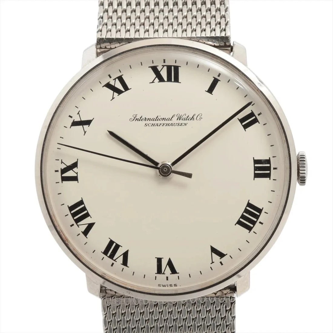 IWC SS STEM-WINDER WHITE DIAL, WATCH: IWC SS Stem-winder white dial, Watch Brand: IWC Type/Style: Wristwatch Material: SS Color: white dial Size: Case:W1.2 x H1.2inch / W33 x H33 Circumference of Wrist:7.1inch / 18 Accessories: None <