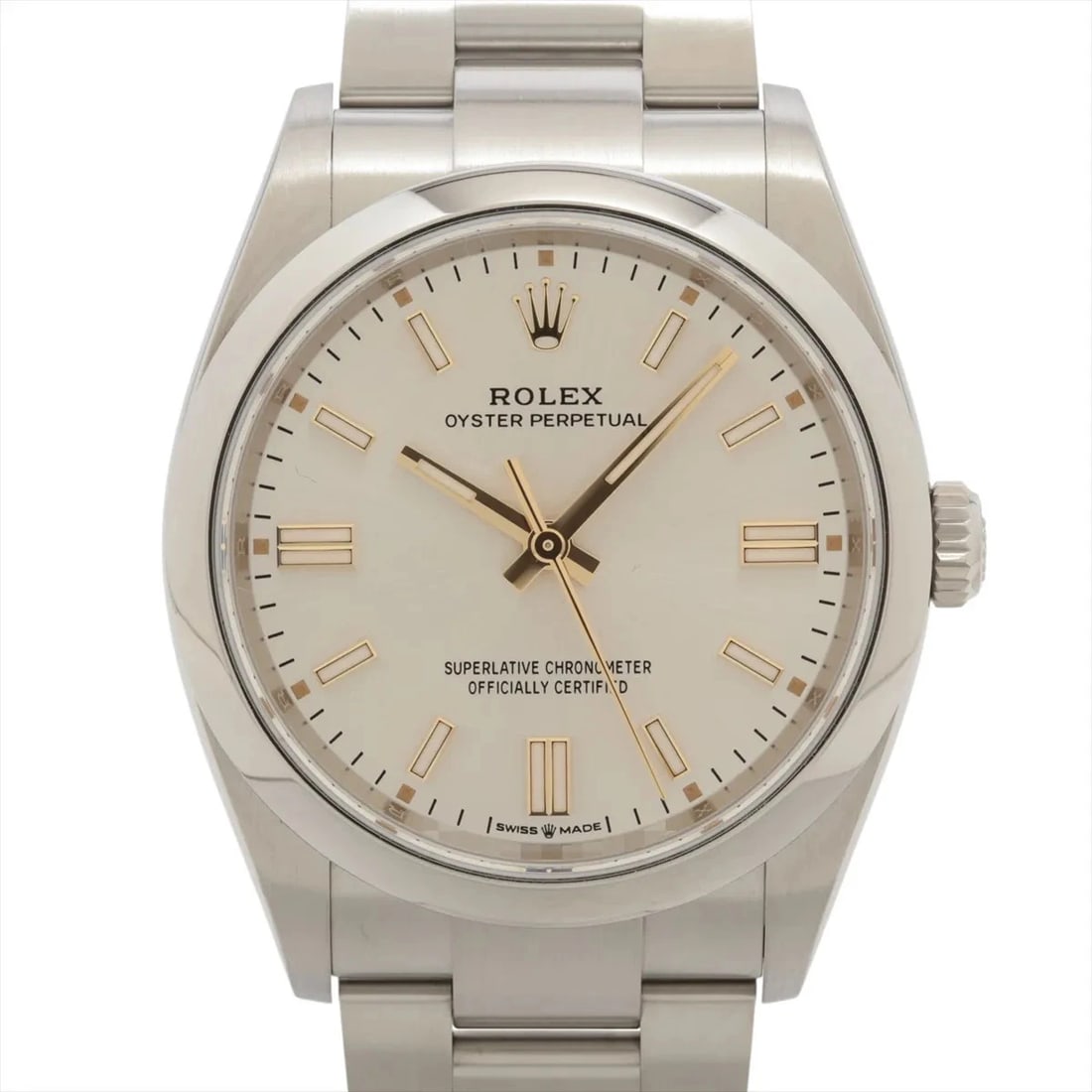 ROLEX OYSTER PERPETUAL SS SILVER-FACE, WATCH (1 of 4)