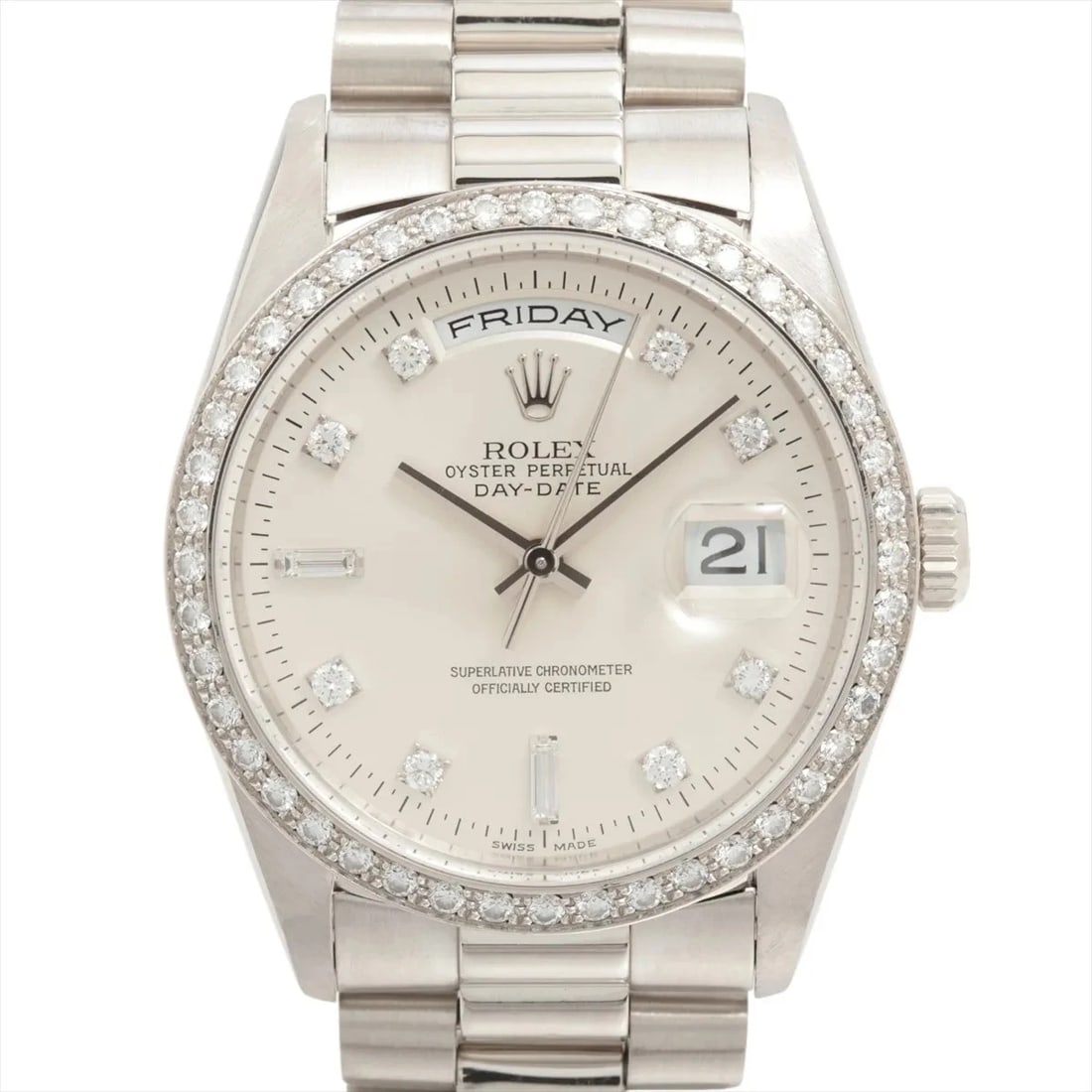 ROLEX DAY-DATE PT SILVER-FACE, WATCH (1 of 4)