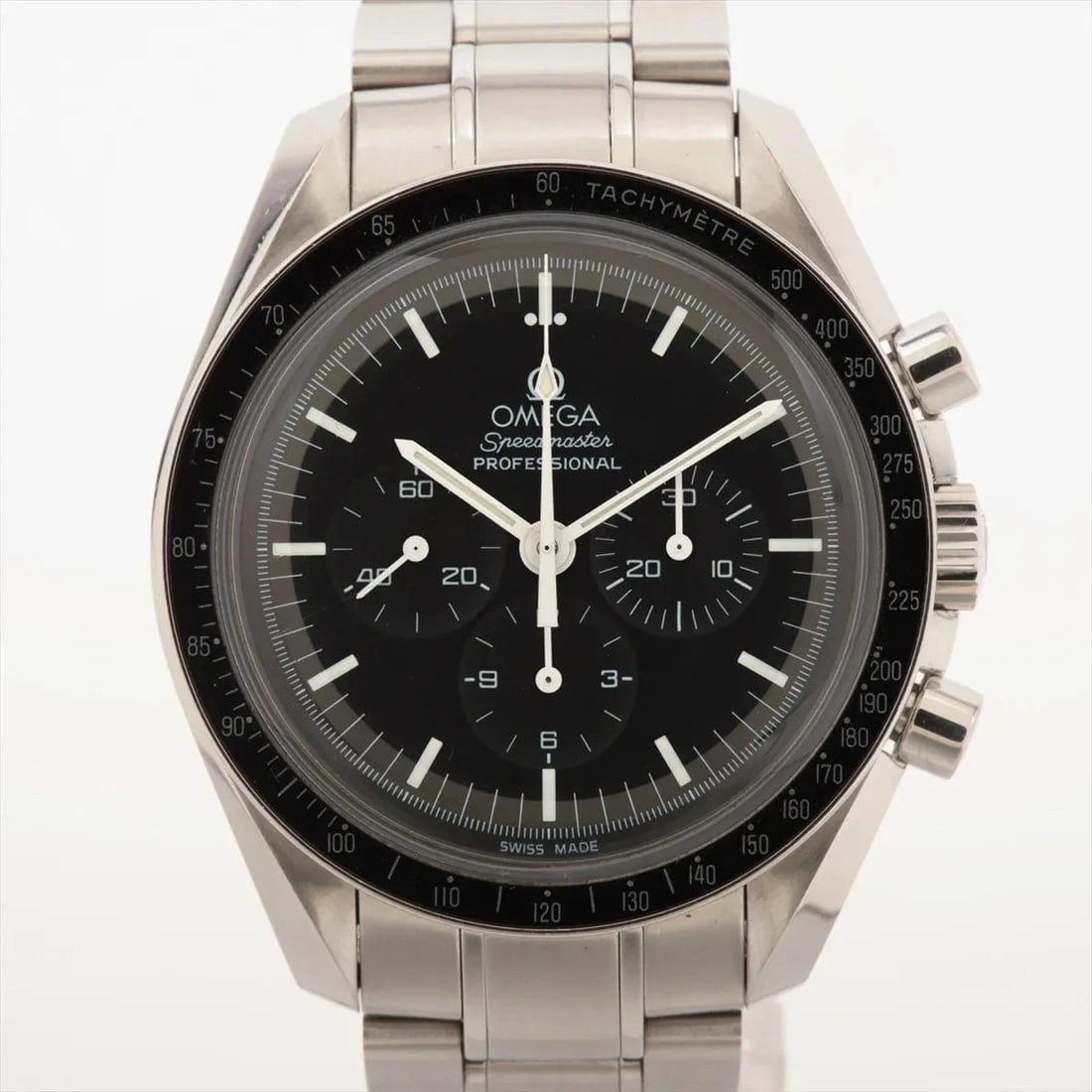 OMEGA SPEEDMASTER MOONWATCH PROFESSIONAL SS BLACK DIAL, WATCH: Omega Speedmaster Moonwatch professional SS black dial, Watch Brand: Omega Type/Style: Wristwatch Material: SS Color: black dial Size: Case:W1.6 x H1.6inch / W42 x H42 Circumference of Wrist:6.3inch /