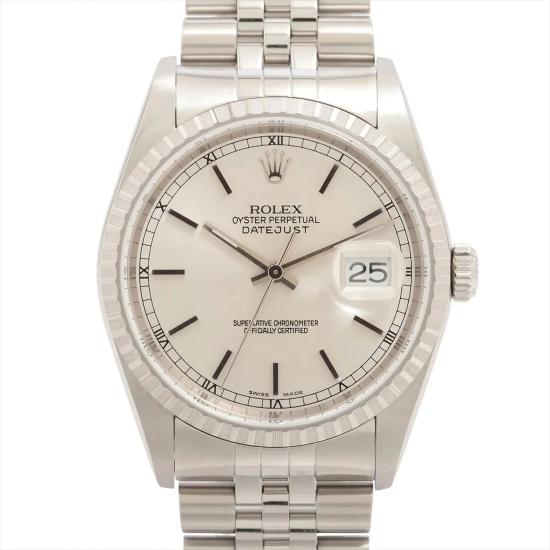 ROLEX DATEJUST SS SILVER-FACE, WATCH: Rolex DATEJUST SS Silver-Face, Watch Brand: Rolex Type/Style: Wristwatch Material: SS Color: Silver-Face Size: Case:W1.2 x H1.2inch / W36 x H36 Circumference of Wrist:7.3inch / 18.5 Accessories: N