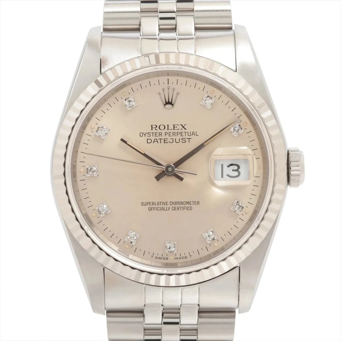 ROLEX DATEJUST SS?WG SILVER-FACE, WATCH: Rolex DATEJUST SS?WG Silver-Face, Watch Brand: Rolex Type/Style: Wristwatch Material: SS?WG Color: Silver-Face Size: Case:W1.2 x H1.2inch / W36 x H36 Circumference of Wrist:7.3inch / 18.5 Accessor