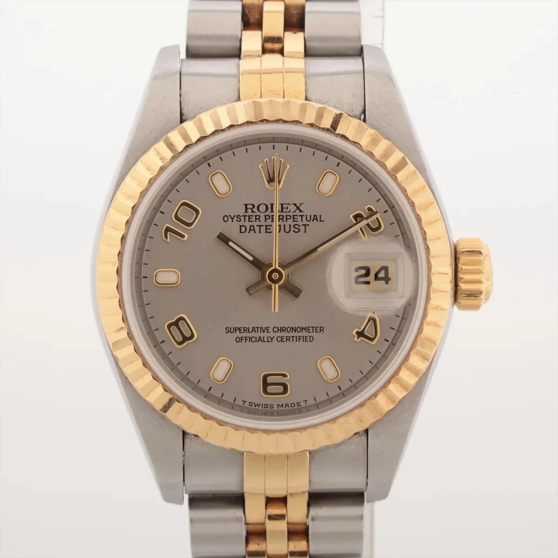 ROLEX LADY DATEJUST SS?YG GRAY-FACE, WATCH: Rolex Lady Datejust SS?YG Gray-Face, Watch Brand: Rolex Type/Style: Wristwatch Material: SS?YG Color: Gray-Face Size: Case:W0.8 x H0.8inch / W26 x H26 Circumference of Wrist:5.9inch / 15 Accessories: