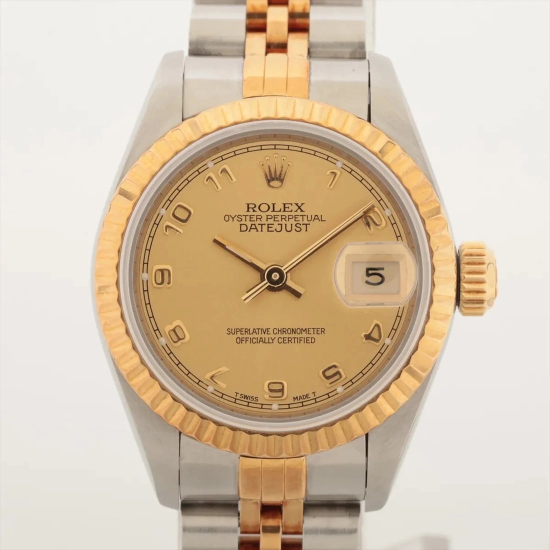 ROLEX LADY DATEJUST SS?YG CHAMPAGNE-FACE, WATCH: Rolex Lady Datejust SS?YG Champagne-Face, Watch Brand: Rolex Type/Style: Wristwatch Material: SS?YG Color: Champagne-Face Size: Case:W0.8 x H0.8inch / W26 x H26 Circumference of Wrist:5.5inch / 14
