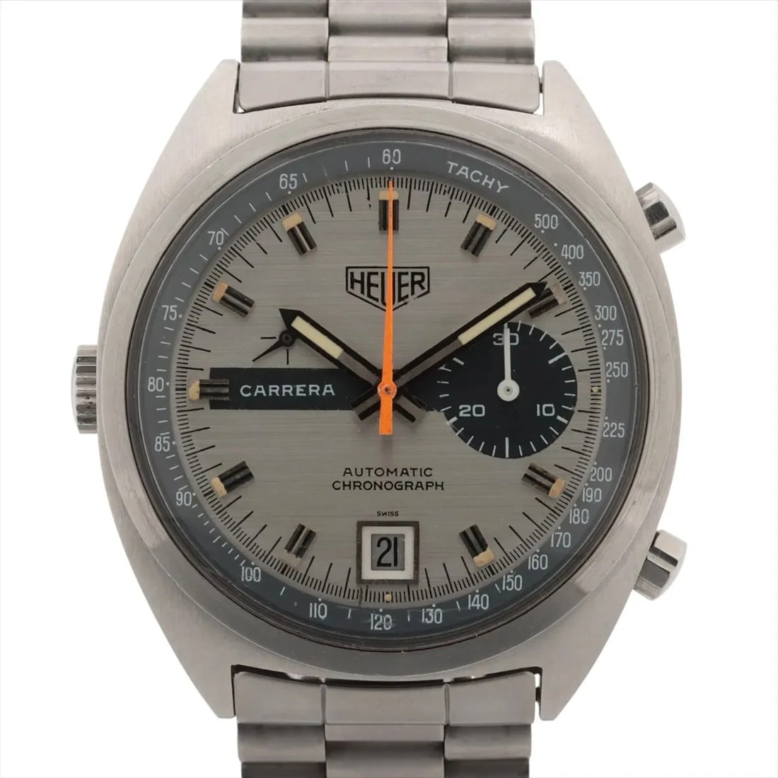 TAG HEUER CARRERA SS SILVER-FACE, WATCH: TAG Heuer Carrera SS Silver-Face, Watch Brand: TAG Heuer Type/Style: Wristwatch Material: SS Color: Silver-Face Size: Case:W1.2 x H1.6inch / W38 x H43 Circumference of Wrist:6.9inch / 17.5 Accesso