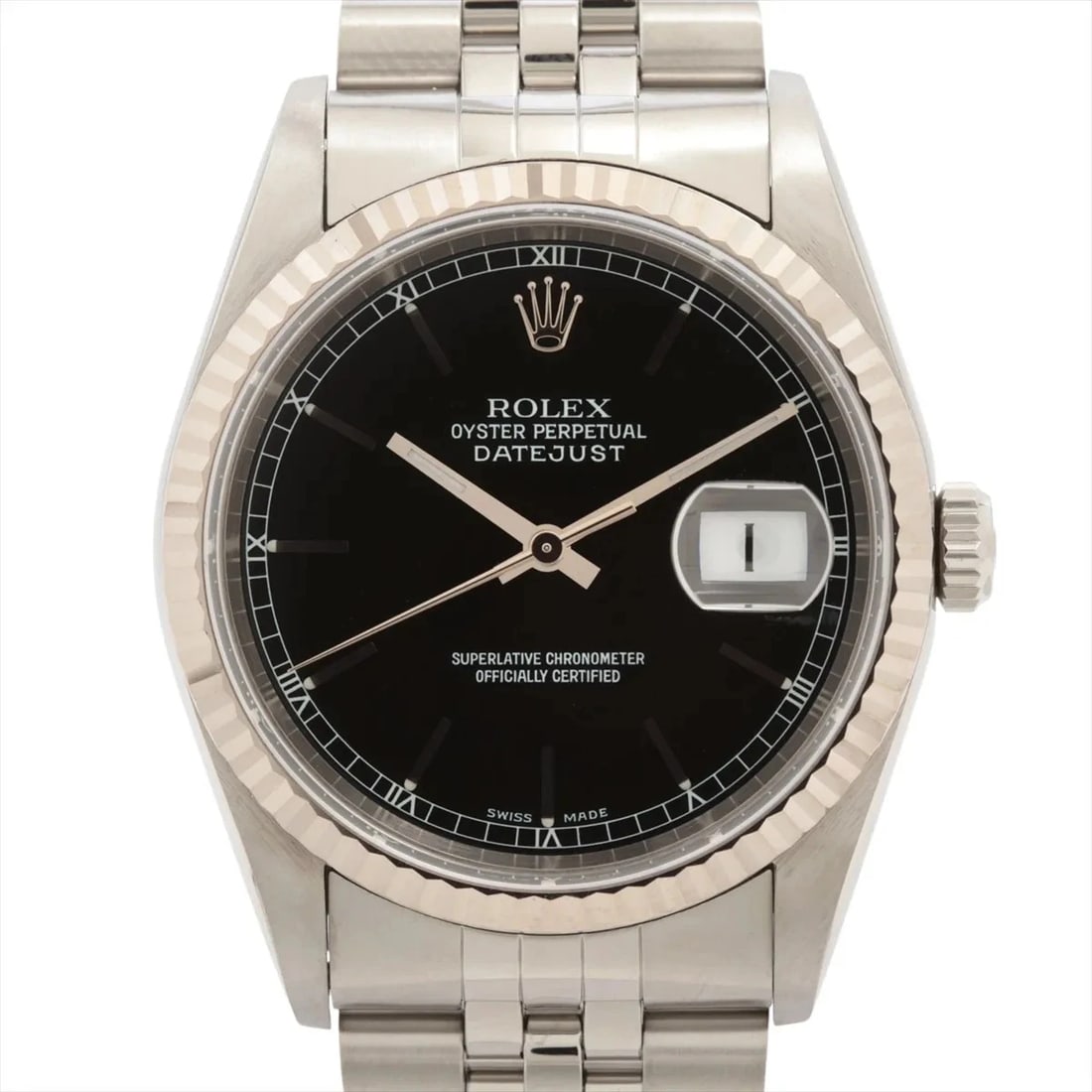 ROLEX DATEJUST SS?WG BLACK DIAL, WATCH: Rolex DATEJUST SS?WG black dial, Watch Brand: Rolex Type/Style: Wristwatch Material: SS?WG Color: black dial Size: Case:W1.2 x H1.2inch / W36 x H36 Circumference of Wrist:6.9inch / 17.5 Accessorie