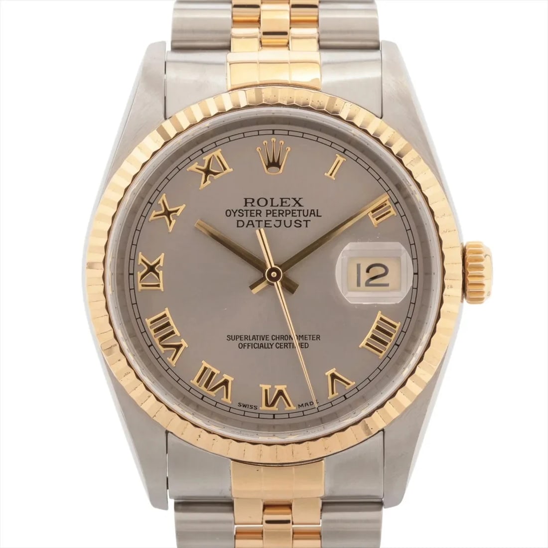 ROLEX DATEJUST SS?YG GRAY-FACE, WATCH: Rolex DATEJUST SS?YG Gray-Face, Watch Brand: Rolex Type/Style: Wristwatch Material: SS?YG Color: Gray-Face Size: Case:W1.2 x H1.2inch / W36 x H36 Circumference of Wrist:5.9inch / 15 Accessories: N