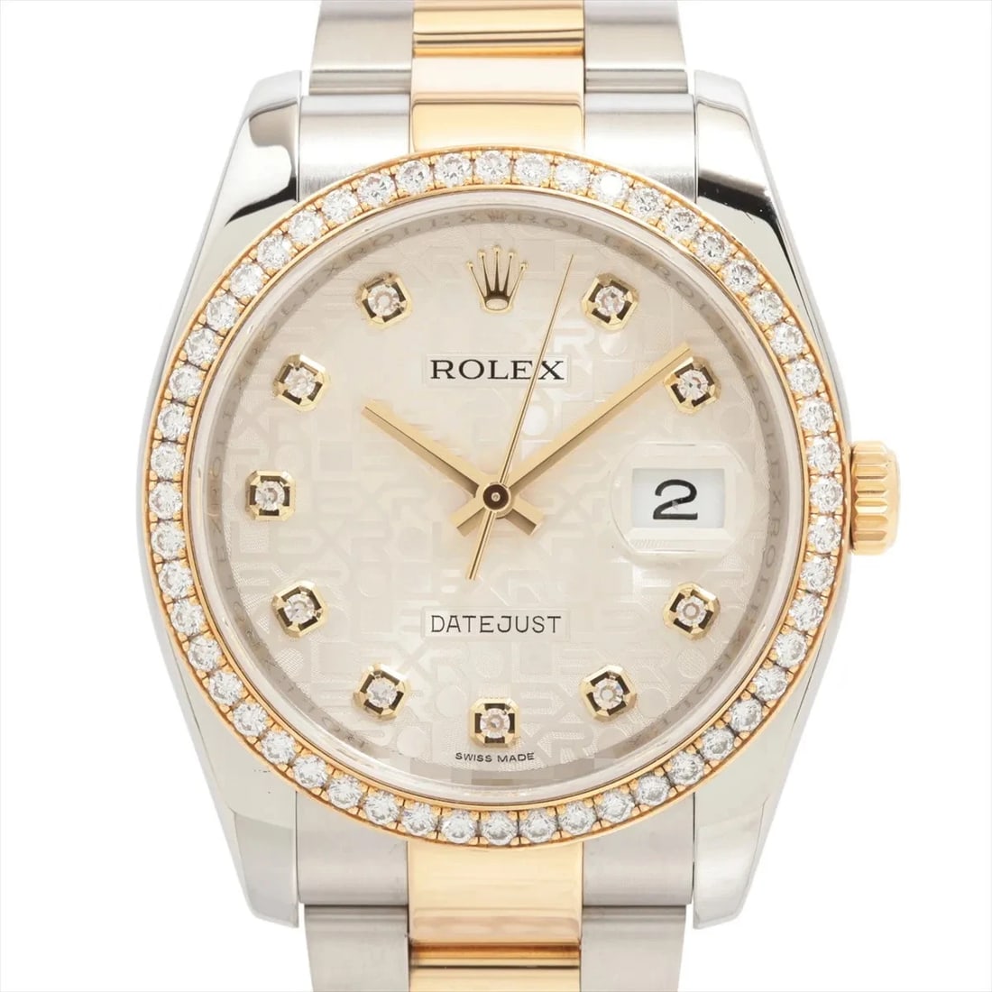ROLEX DATEJUST SS?YG SILVER ENGRAVED COMPUTER DIAL, WATCH (1 of 4)