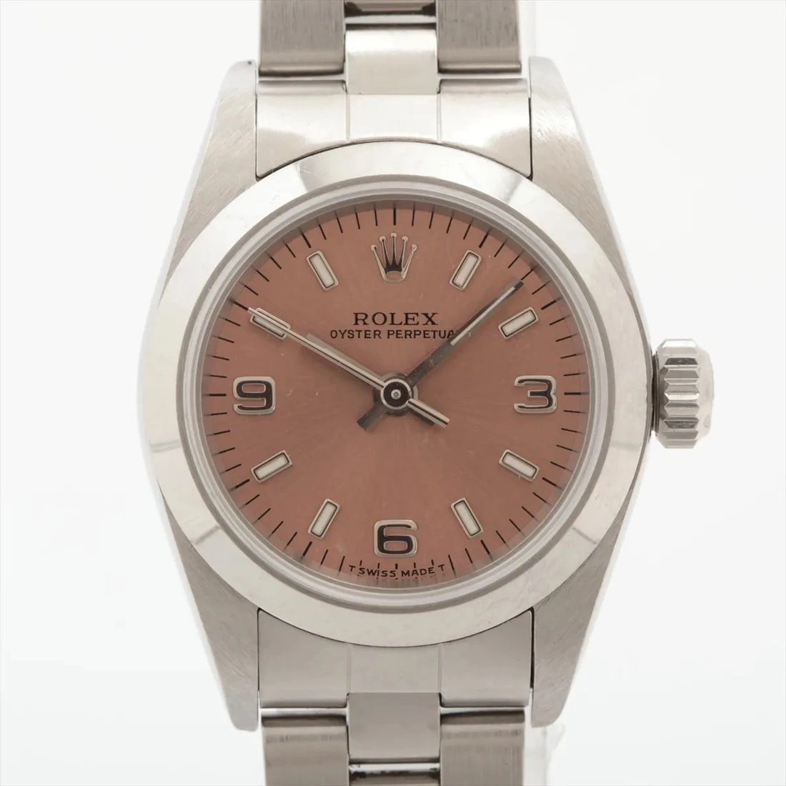 ROLEX OYSTER PERPETUAL SS PINK-FACE, WATCH (1 of 3)