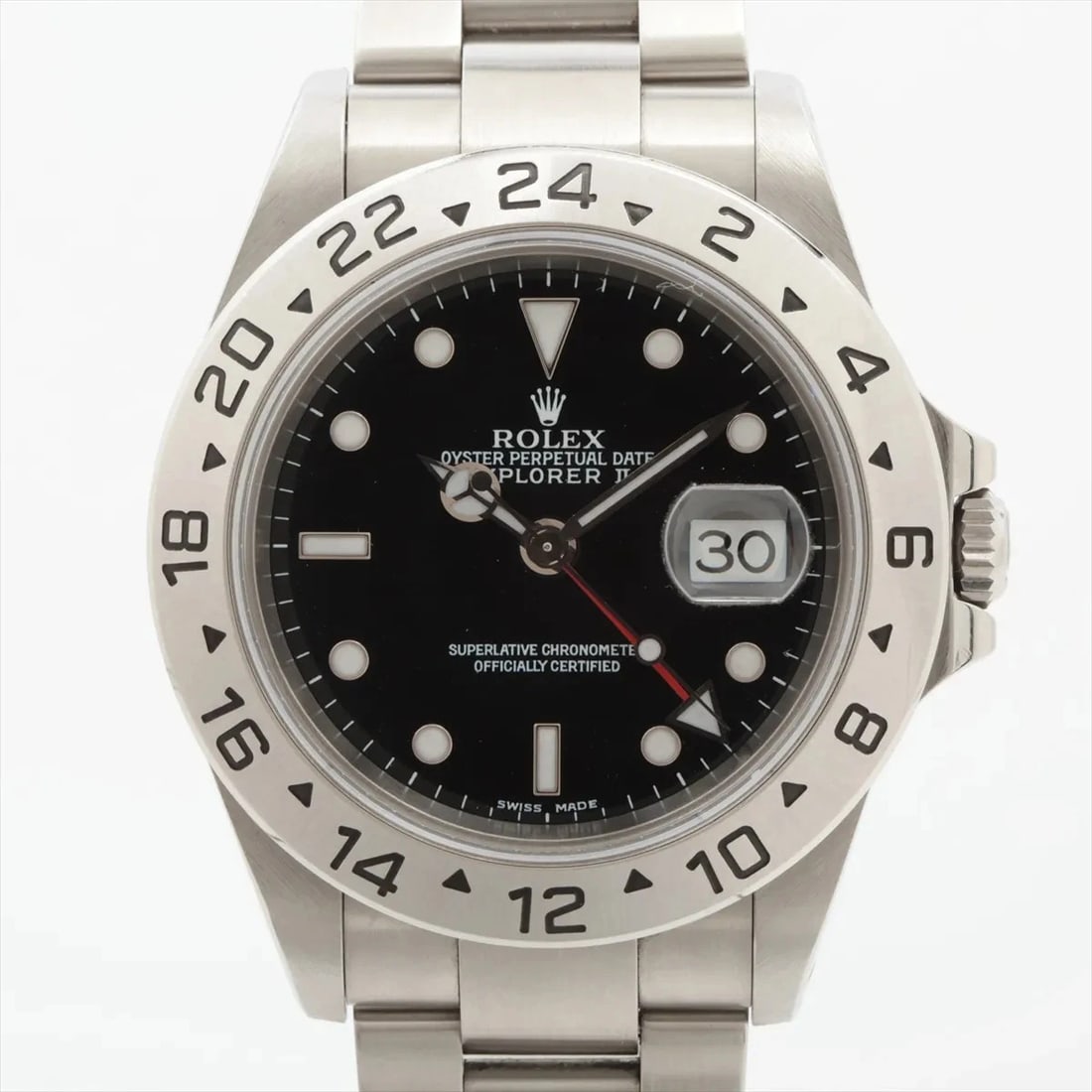 ROLEX EXPLORER II SS BLACK DIAL, WATCH: Rolex Explorer II SS black dial, Watch Brand: Rolex Type/Style: Wristwatch Material: SS Color: black dial Size: Case:W1.6 x H1.6inch / W40 x H40 Circumference of Wrist:7.1inch / 18 Accessories: None
