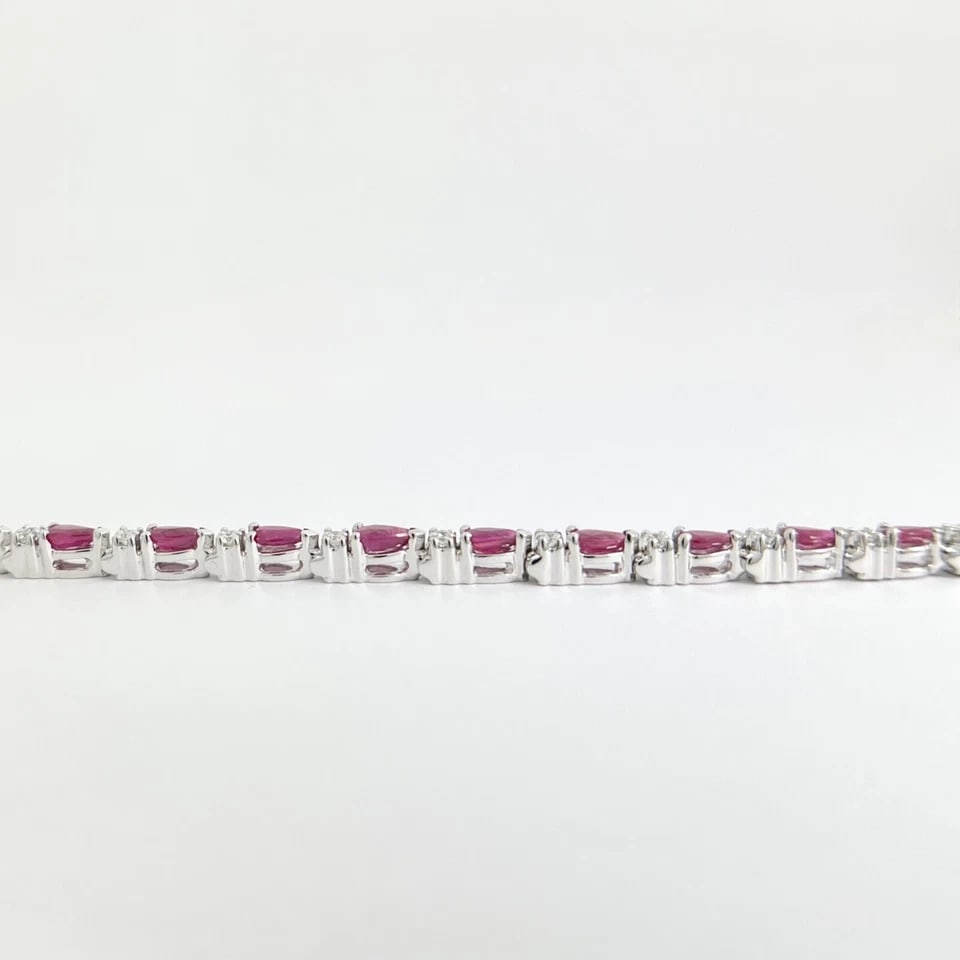 PEAR RUBY DIAMOND GEMSTONE TENNIS BRACELET - 2