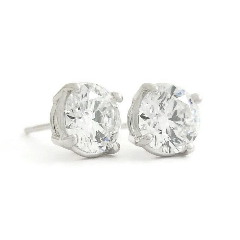 ROUND DIAMOND STUD EARRINGS 14K WHITE GOLD: Round Diamond Stud Earrings 14K White Gold Brand: none Type/Style: Earrings Material: 14K White Gold, Main Stone/Creation Natural Color: White Size: Measurements: 6.4 mm - 6.5 mm Accessories: None
