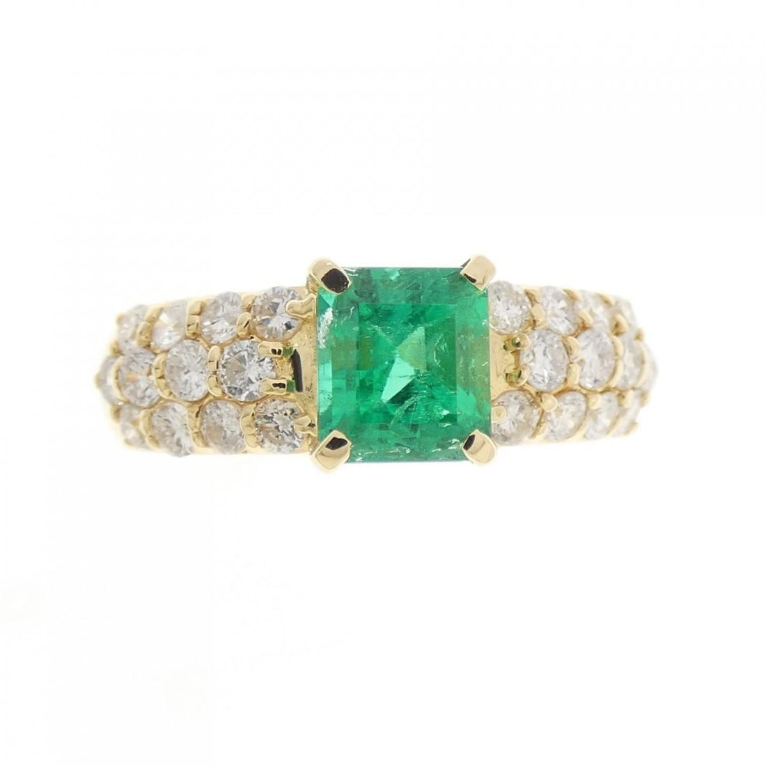 18K YELLOW GOLD EMERALD RING - 2