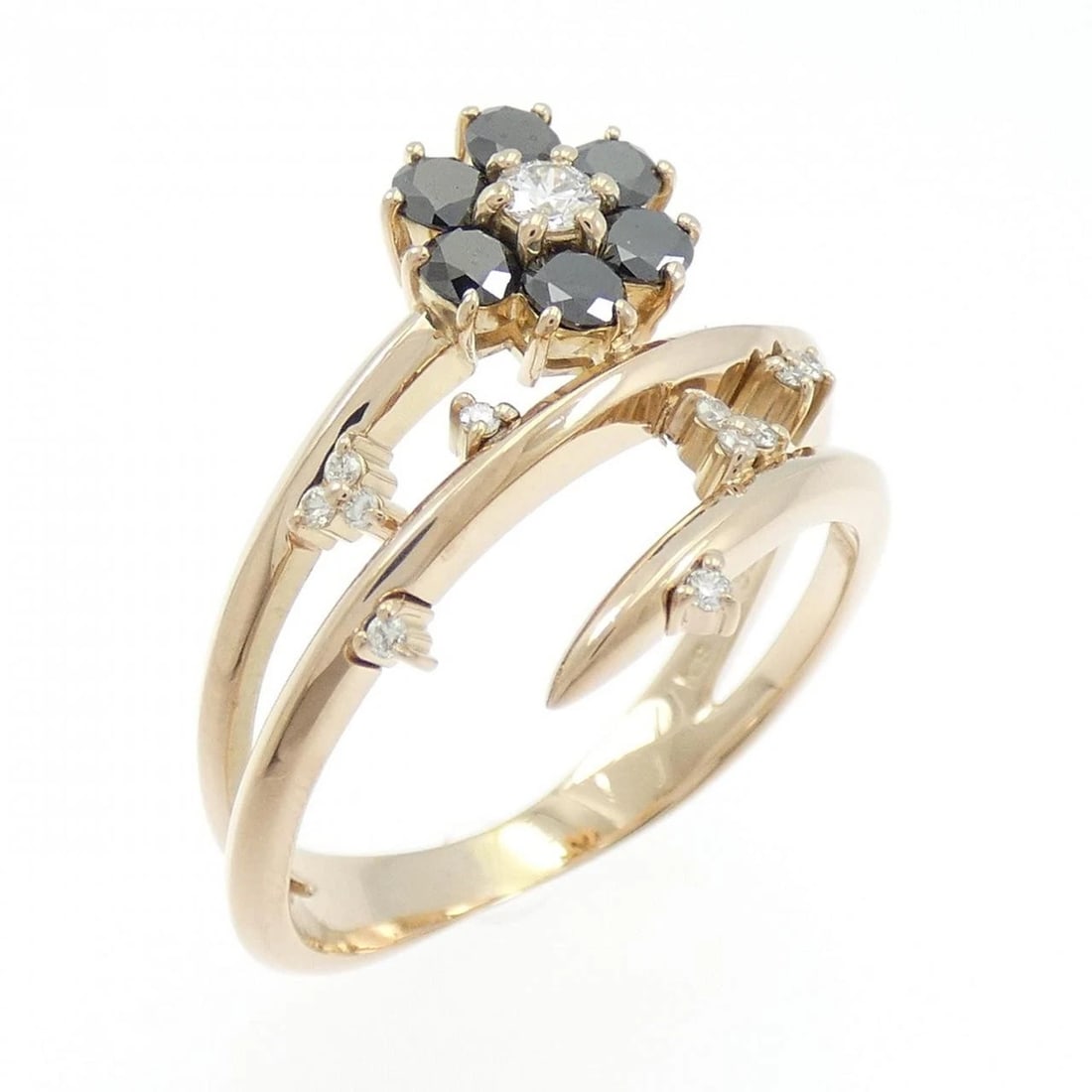 K18PG FLOWER DIAMOND RING: K18PG Flower Diamond Ring Brand: Unbranded Type/Style: Diamond Ring Material: 18k Pink Gold, Main Stone/Creation Natural Color: Pink Gold Size: US 7 1/4 Accessories: None Accessories Notic