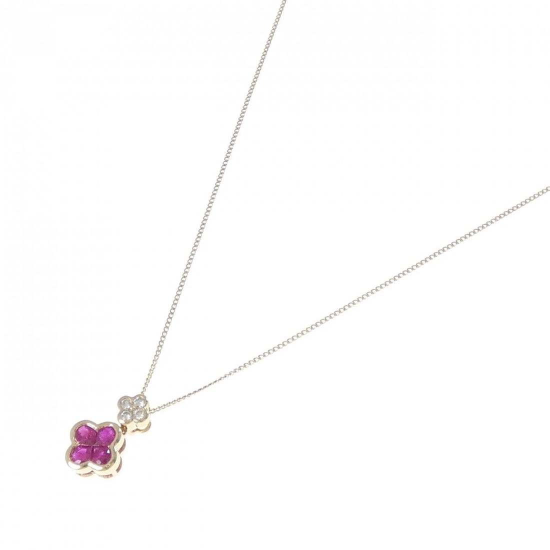 K18YG FLOWER RUBY NECKLACE - 2