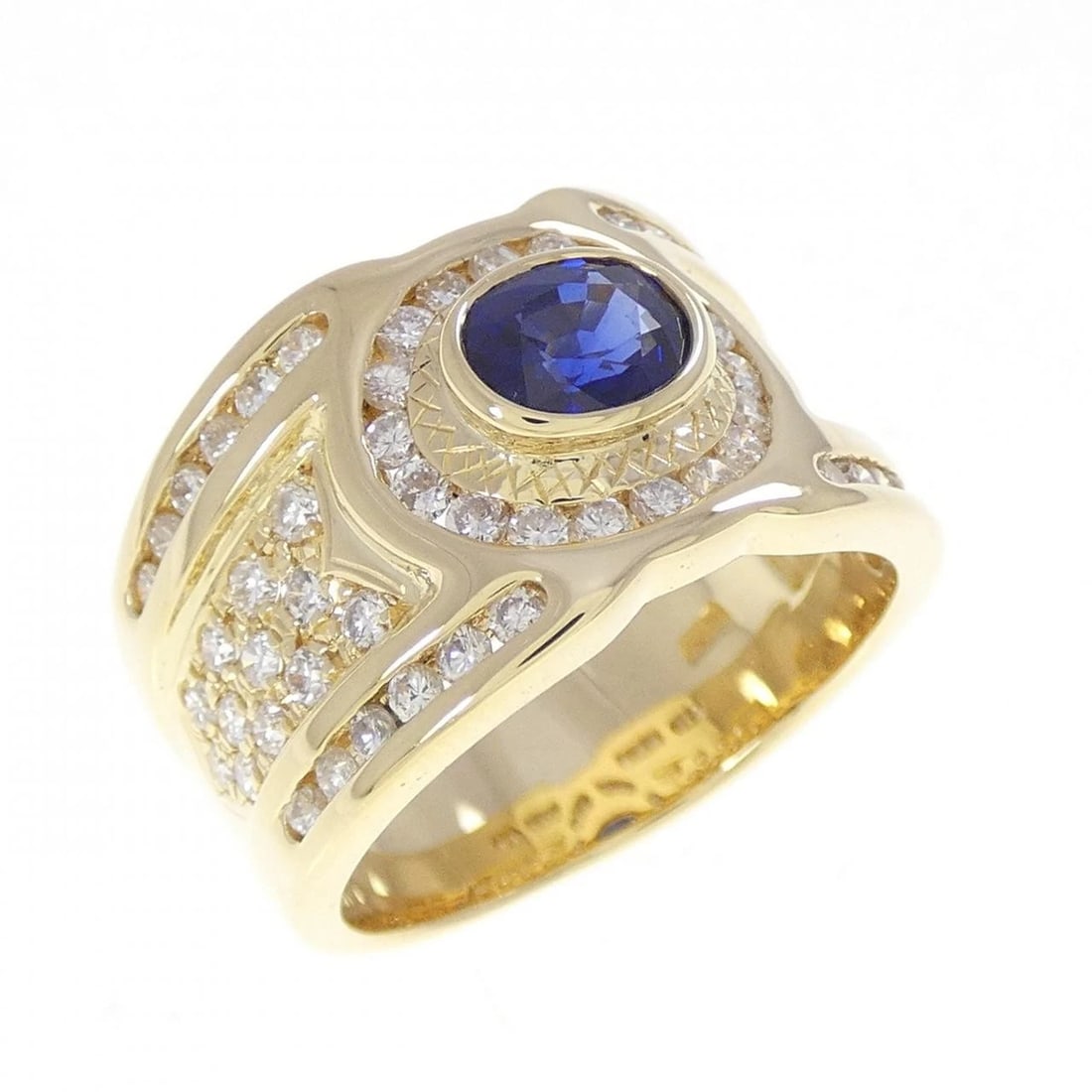 K18YG SAPPHIRE RING: K18YG Sapphire Ring Brand: Unbranded Type/Style: Sapphire Ring Material: 18K Yellow Gold, Main Stone/Creation Sapphire Secondary Stone Diamond Color: Yellow Gold Size: US 6 Accessories: None