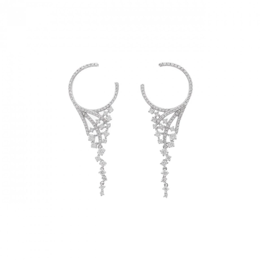 K18WG DIAMOND PIERCE: K18WG Diamond Pierce Brand: Unbranded Type/Style: Diamond Pierce/Earring Material: 18k White Gold, Main Stone/Creation Natural Color: White Gold Size: Actual Size Approx. height x width: 42.1mm x 16.0