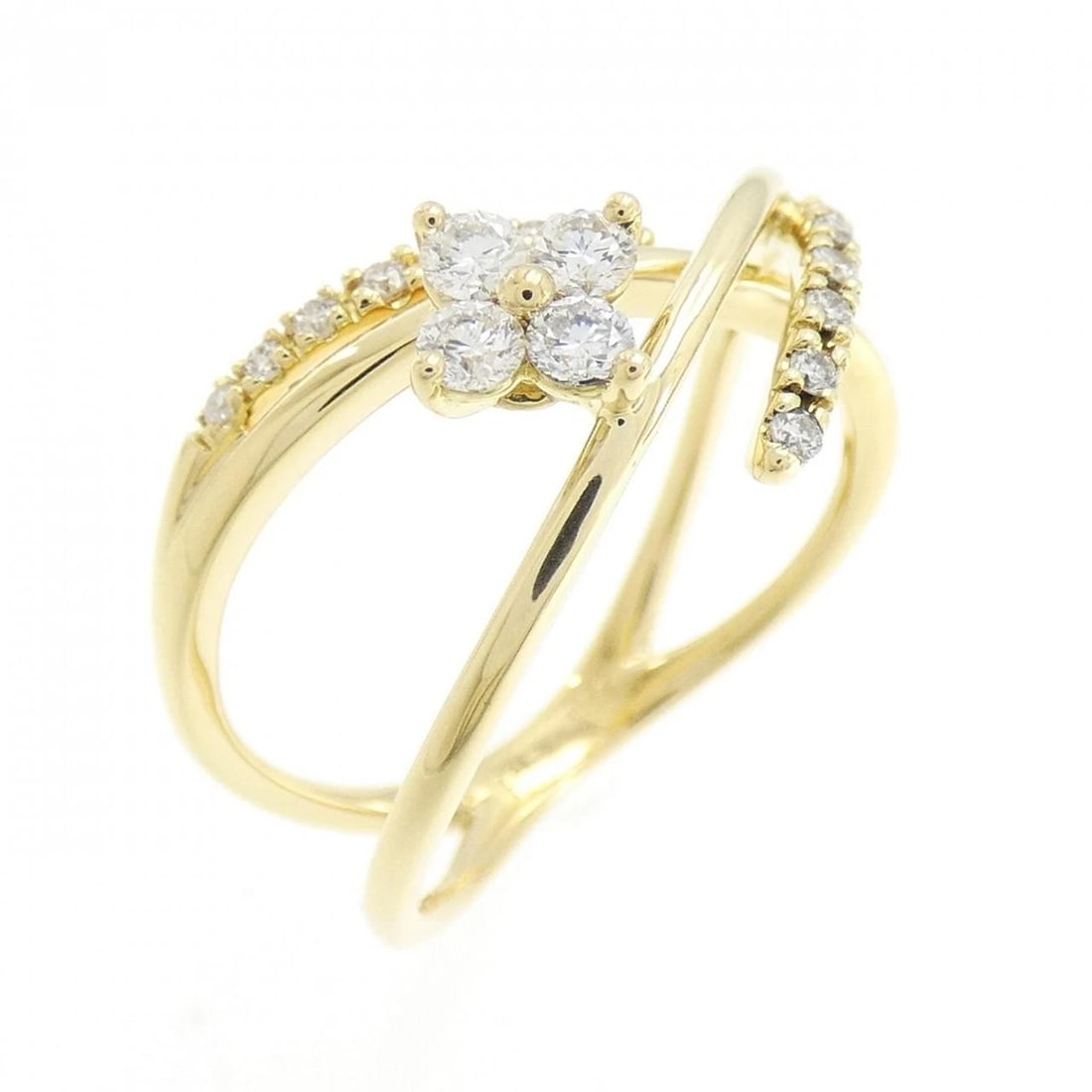 K18YG FLOWER DIAMOND RING: K18YG Flower Diamond Ring Brand: Unbranded Type/Style: Diamond ring Material: 18K Yellow Gold, Main Stone/Creation Natural Color: Yellow Gold Size: US 5 1/2 Accessories: None Accessories Notice: When