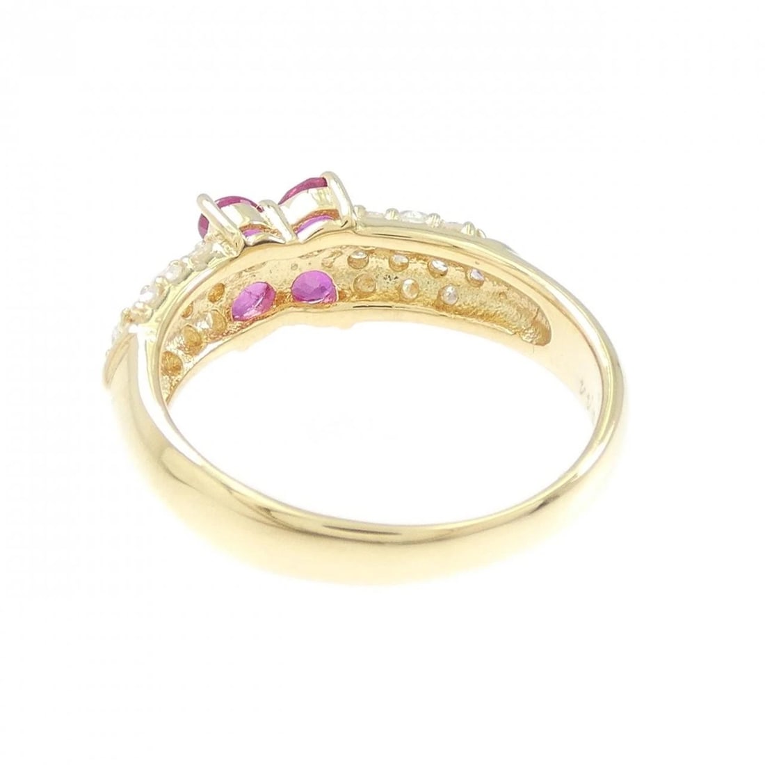 K18YG FLOWER RUBY RING - 3
