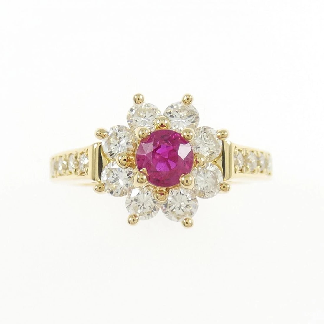K18YG FLOWER RUBY RING - 2
