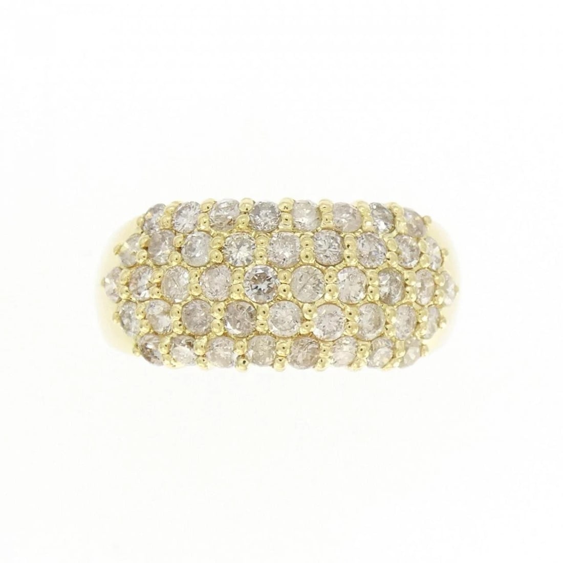 K18YG PAVE DIAMOND RING: K18YG Pave Diamond Ring Brand: Unbranded Type/Style: Diamond Ring Material: 18K Yellow Gold, Main Stone/Creation Natural Color: Yellow Gold Size: US 5 1/4 Accessories: None Accessories Notice: When