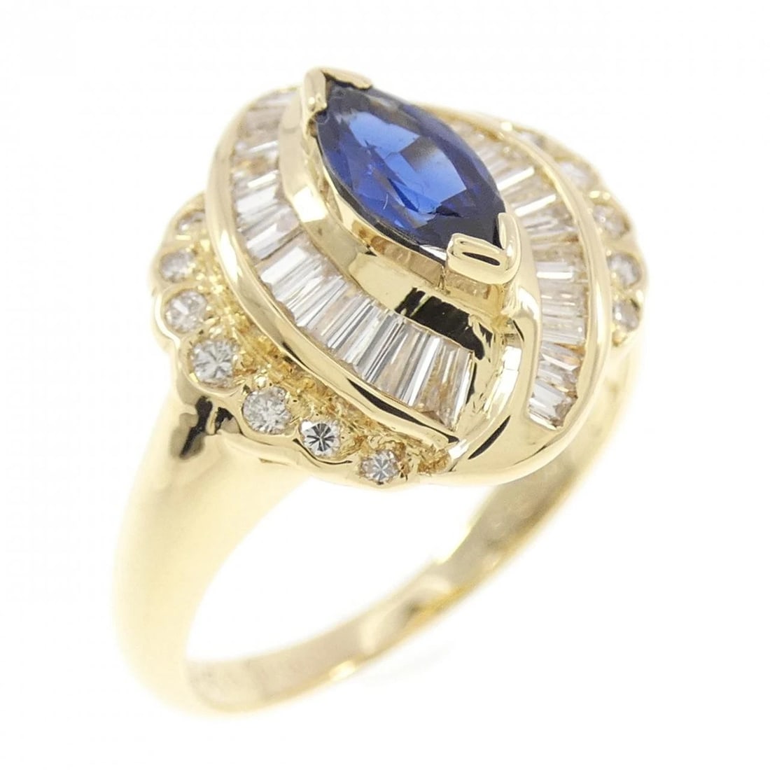 18KYG SAPPHIRE RING: 18KYG Sapphire Ring Brand: Unbranded Type/Style: Sapphire Ring Material: 18K Yellow Gold, Main Stone/Creation Sapphire Secondary Stone Diamond Color: Yellow Gold Size: US 5 3/4 Accessories: None <