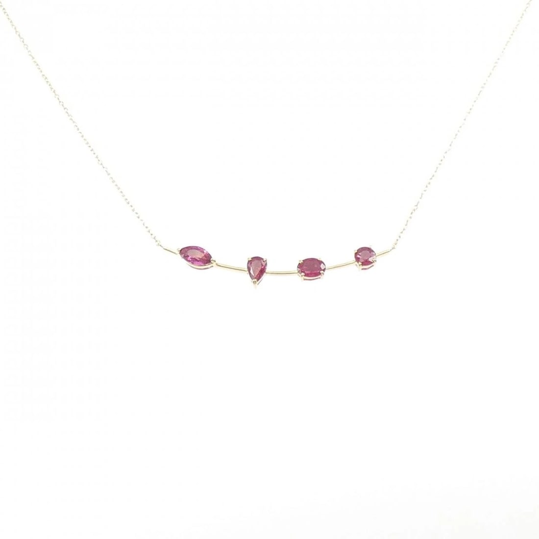 K18YG RUBY NECKLACE: K18YG Ruby Necklace Brand: Unbranded Type/Style: Ruby Necklace Material: 18K Yellow Gold, Main Stone/Creation Ruby Color: Yellow Gold Size: Actual Size Pendant length approx. x width approx.: