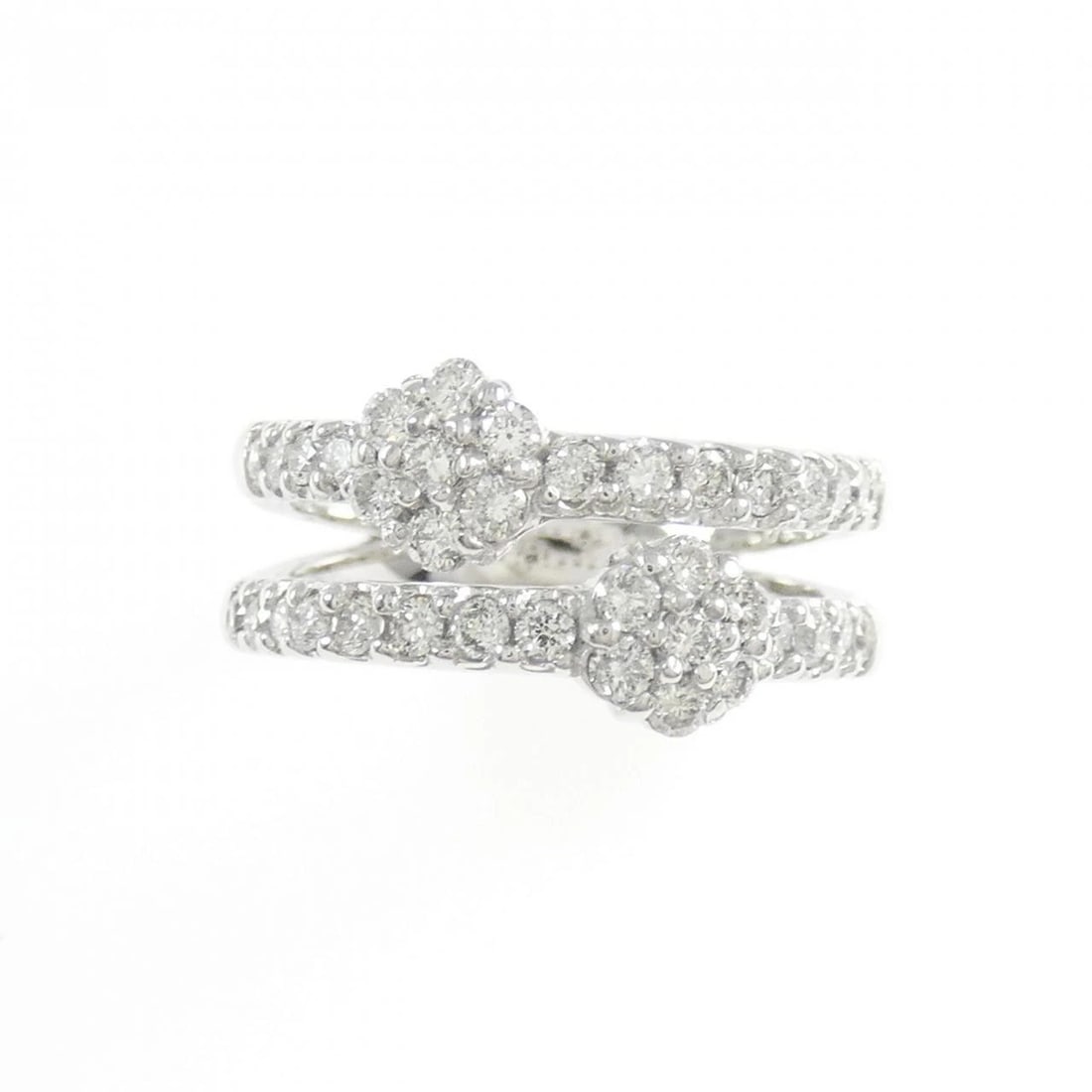 K18WG FLOWER DIAMOND RING - 2