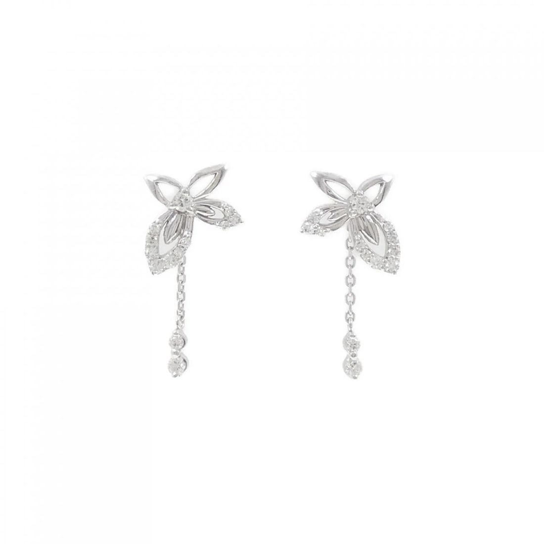 K18WG 2WAY DIAMOND PIERCE: K18WG 2WAY Diamond Pierce Brand: Unbranded Type/Style: Diamond Pierce/Earring Material: 18k White Gold, Main Stone/Creation Natural Color: White Gold Size: Actual Size Approx. length x width: 29.8mm x