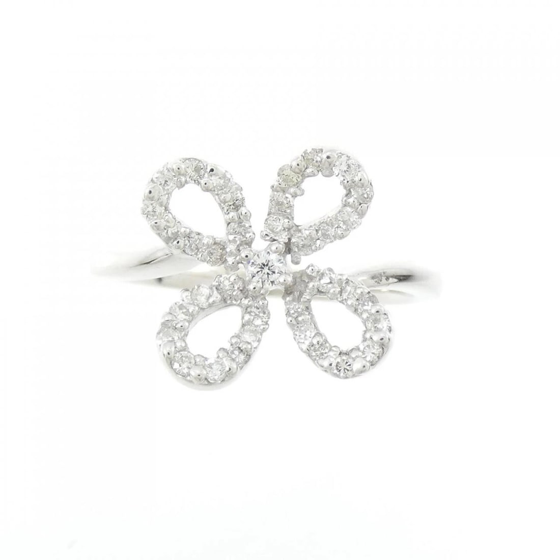 K18WG FLOWER DIAMOND RING - 2