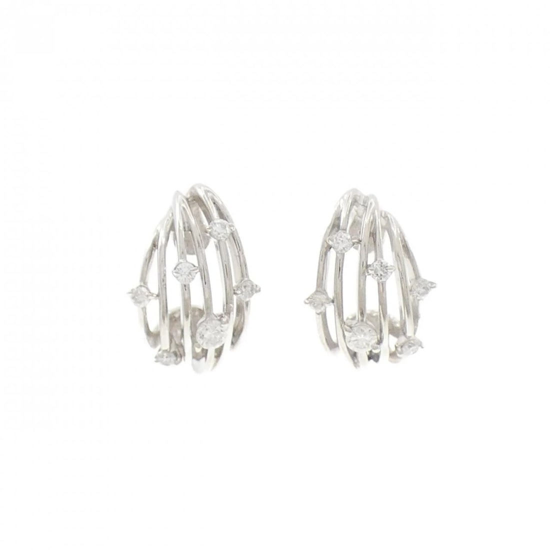 PT900 DIAMOND PIERCE: PT900 Diamond Pierce Brand: Unbranded Type/Style: Diamond Pierce/Earring Material: Platinum900, Main Stone/Creation Natural Color: Platinum Size: Actual Size Approx. height x width: 15.8mm x 10.6mm