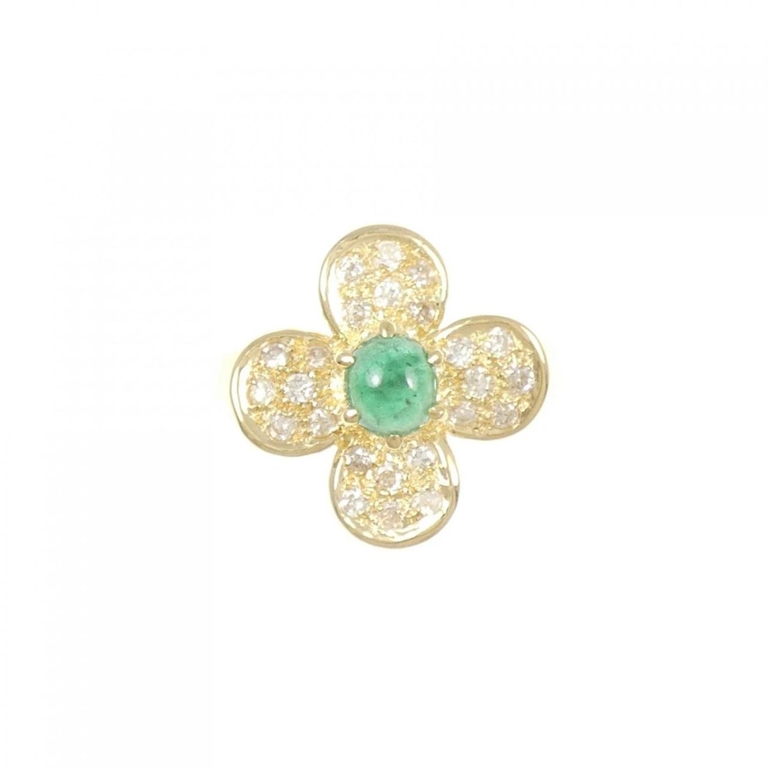 K18YG FLOWER EMERALD RING - 2