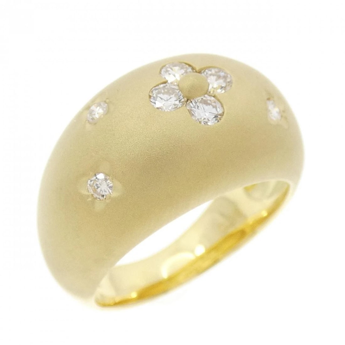 K18YG FLOWER DIAMOND RING: K18YG Flower Diamond Ring Brand: Unbranded Type/Style: Diamond ring Material: 18K Yellow Gold, Main Stone/Creation Natural Color: Yellow Gold Size: US 5 3/4 Accessories: None Accessories Notice: When