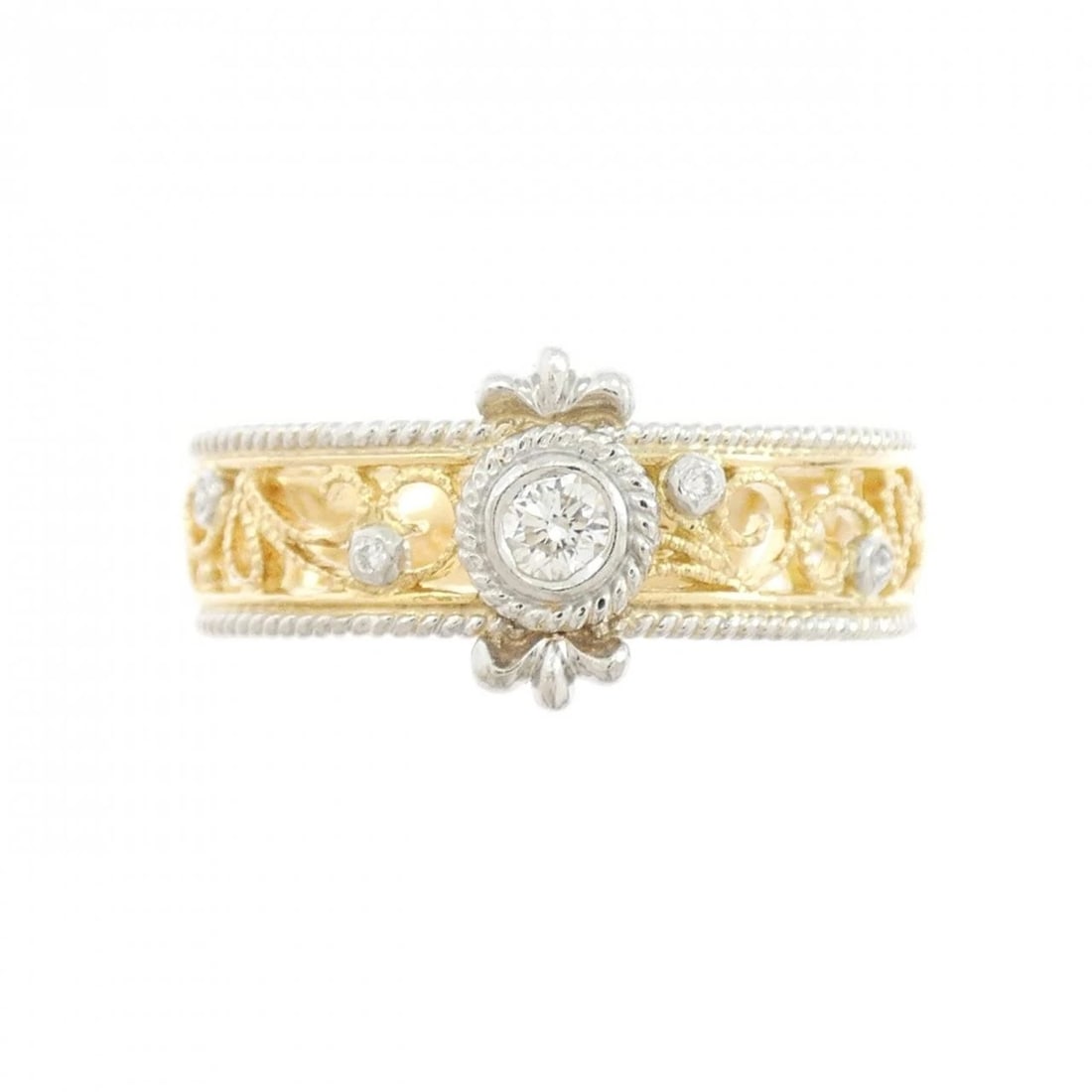 K18YG/PT900 DIAMOND RING - 2