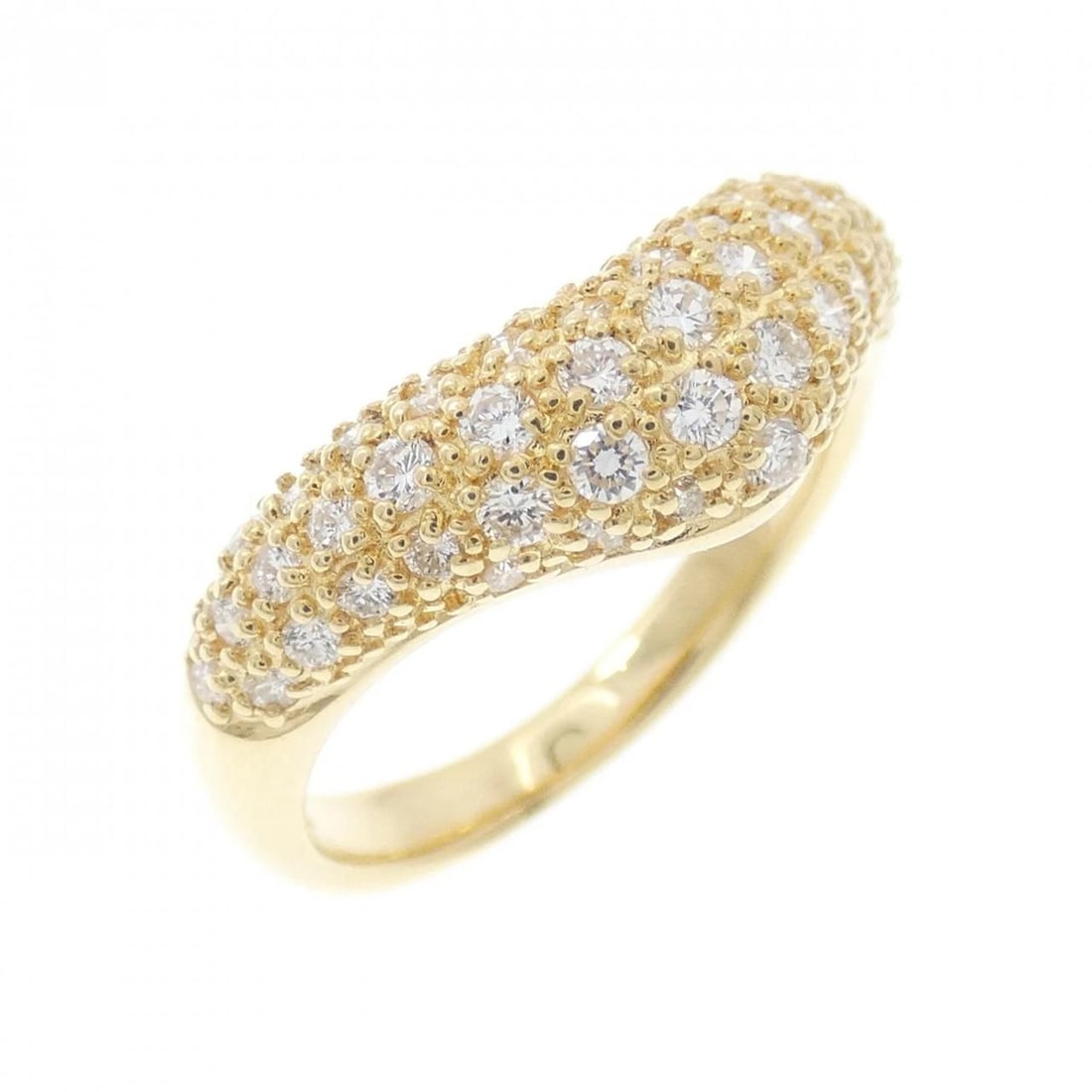 750YG PAVE DIAMOND RING: 750YG Pave Diamond Ring Brand: Unbranded Type/Style: Diamond Ring Material: , Main Stone/Creation Natural Color: Yellow Gold Size: US 5 1/2 Accessories: None Accessories Notice: When purchasing
