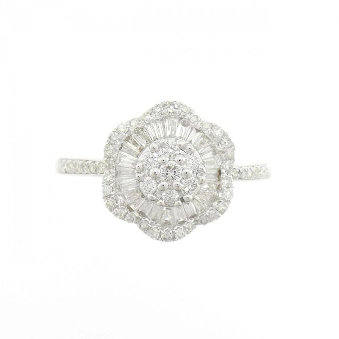 K18WG FLOWER DIAMOND RING - 2