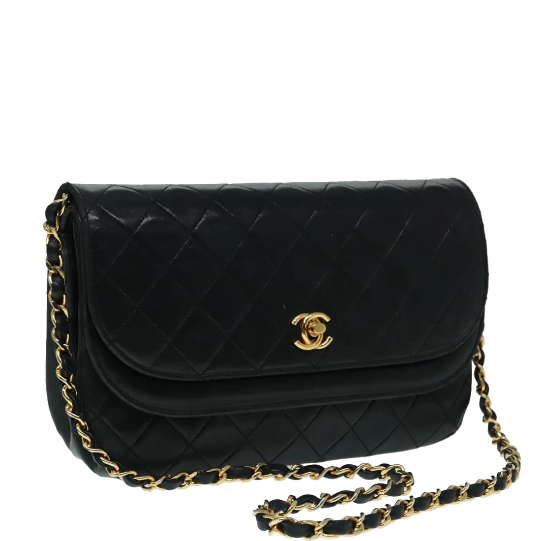 CHANEL MATELASSE CHAIN SHOULDER BAG: CHANEL Matelasse Chain Shoulder Bag Brand: CHANEL Type/Style: Shoulder Bag Material: Lamb Skin Color: Gold/Black Size: Size(Inch) W9.4 x H5.9 x D2.4inch(Approx) Accessories: None Accessori