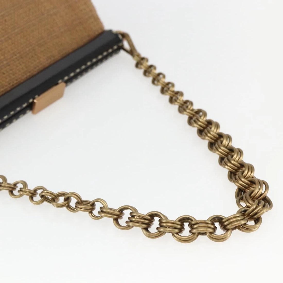 PRADA CHAIN SHOULDER BAG RAFFIA BEIGE - 7