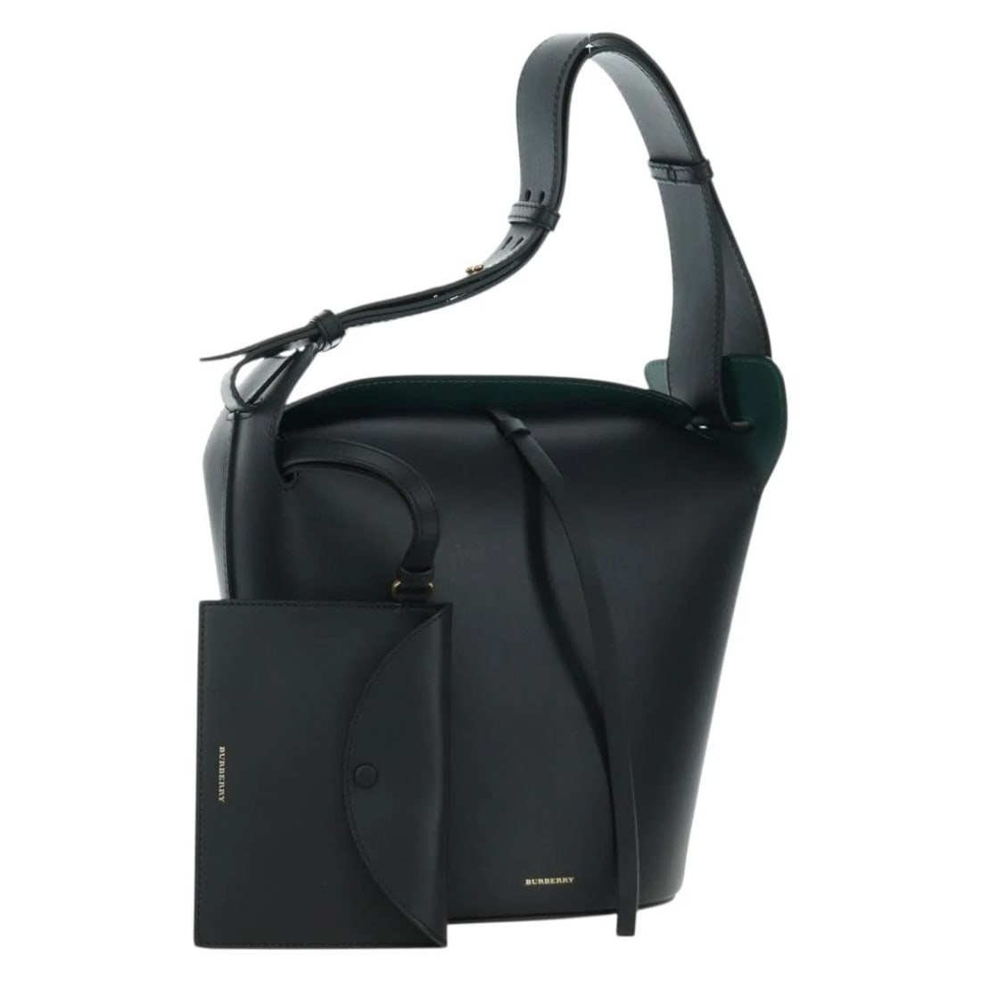 BURBERRY BUCKET SHOULDER BAG LEATHER: BURBERRY bucket Shoulder Bag Leather Brand: BURBERRY Type/Style: Shoulder Bag Material: Leather Color: Black/Gold Size: Size(Inch) W9.8 x H13.0 x D7.1inch(Approx) Accessories: None Accesso